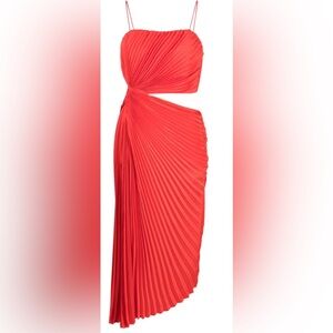 Alice + Olivia Fayeth fully-pleated asymmetric dress size 6